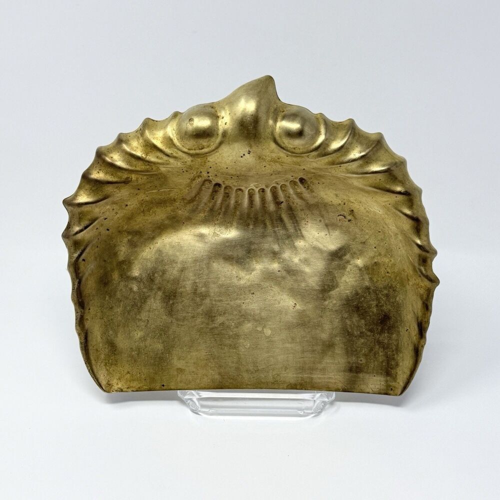 Antique JS&S Brass Crumb Tray Silent Butler Art Nouveau Shell Design